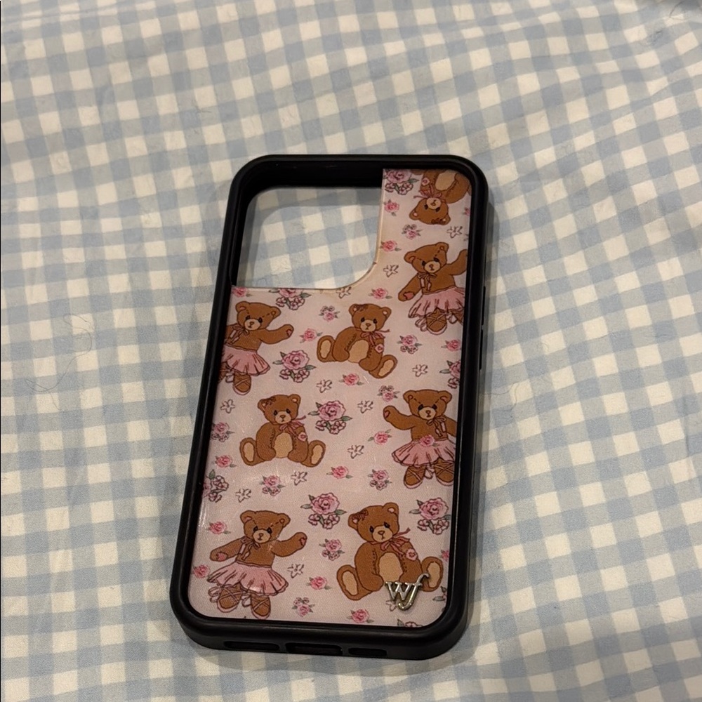 Wildflowers Black and Brown Teddy Bear Phone Case